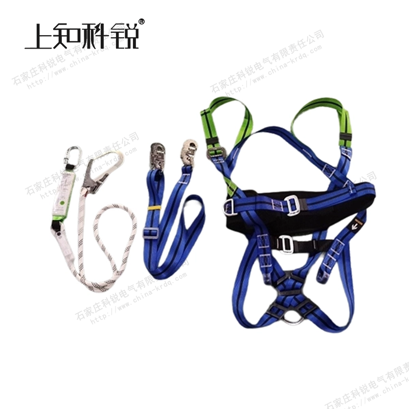 涤纶全身式胸前双挂点带缓冲包单大勾安全带